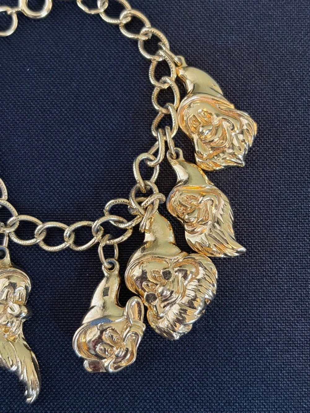 Vintage Disney Snow White Necklace & Seven Dwarfs Gold-Tone Charm Bracelet Set